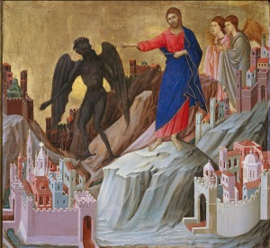 La tentación de Cristo, por Duccio.